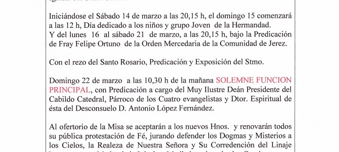 HORARIO MISA JEREZ FRONTERA horario misa jerez frontera:
